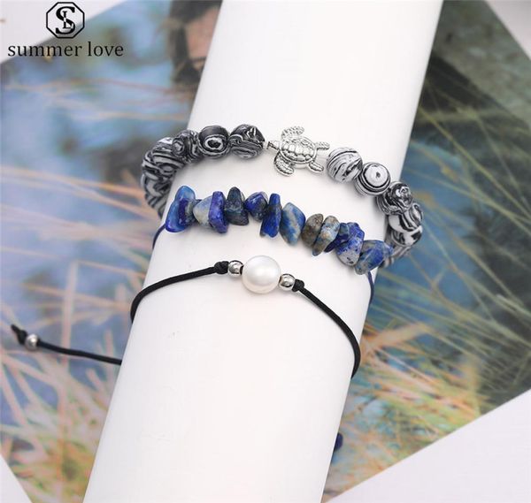 

new style wax rope adjustable bracelet set malachite bead bracelet for women tortoise pearl accessories as valentine039s day je5684155, Black