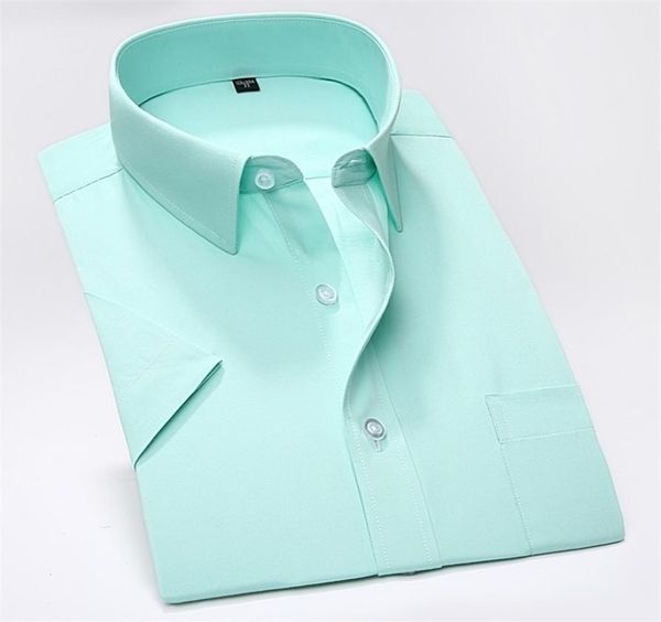 

summer business work shirt square collar short sleeved plus size s to 7xl solid twill striped formal men dress shirts no fade 22042399386, White;black