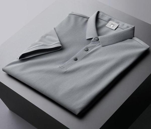 

men039s polos fashion summer solid color slim fit shirts smart casual ice silk homme male clothes2081652, White;black