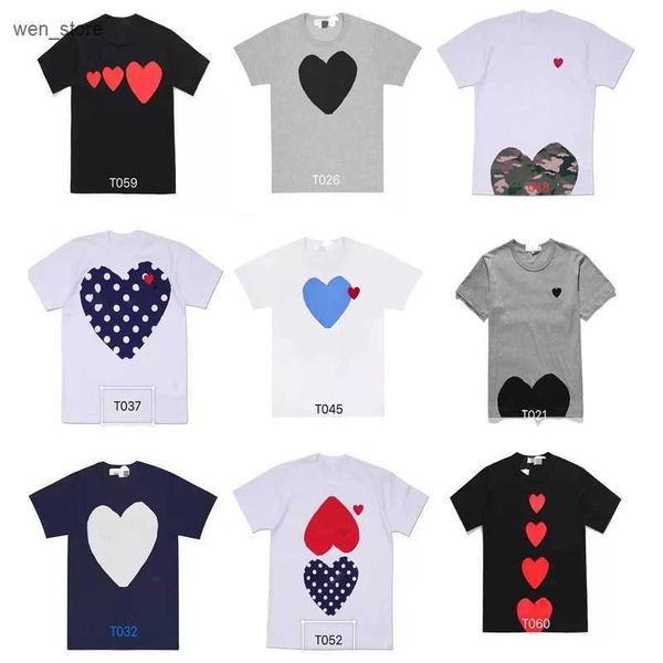 

619s on mens play t shirt designer red heart shirt commes casual women shirts des badge garcons high quanlity tshirts cotton embroidery 4ksn, White;black