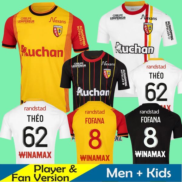 

23 24 maillot rc lens soccer jerseys kid kit football shirts foot home away 2023 2024 fans player version sotoca fofana buksa pereira da cos, Black;yellow