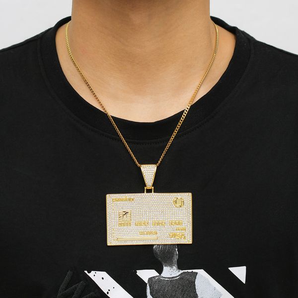 

custom sell pass testter vvs moissanite diamond credit card silver pendant 24k gold plated hip hop jewelry men