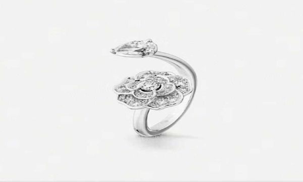 

new pattern camellia ring women039s opening beautiful and gorgeous s925 sterling silver shine platinum plating delicate luxurio8535622, Golden;silver