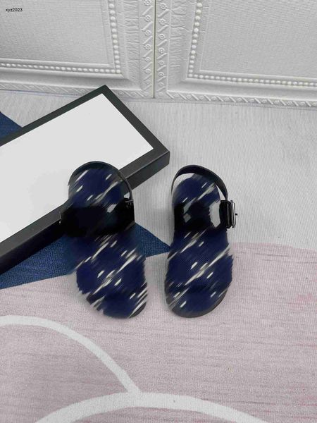 

23ss kids shoes summer products designer kids sandals grid shaped letter printing slippers box packaging children's size 26-35 june25, Black;red