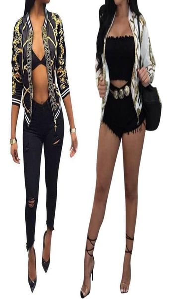 

fashionwomen coat fashion ladies retro floral zipper up bomber jacket casual baseball coat autumn outwear women clothes5424851, Black;brown