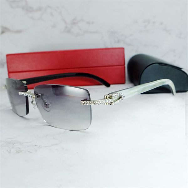 

2023 sunglass men luxury carter cubic zircon buffalo horn sunglass rimls rhintone iced out buffs women shad eyewear266x, White;black