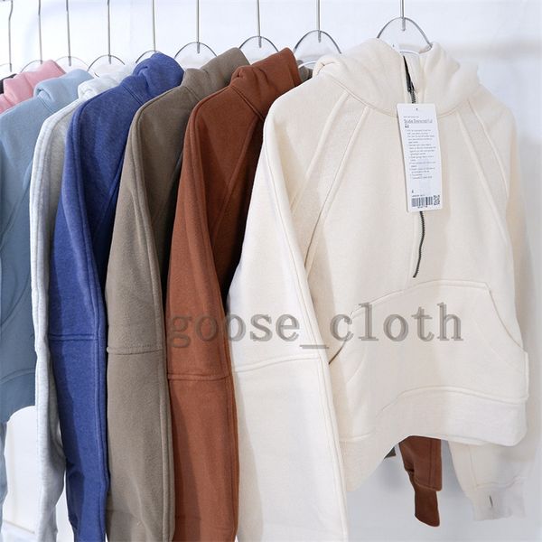 

yoga jackets scuba womens thick hoodie sports half zipper terry designers hoodys sweater cing autumn and winter loose short clothes, Black;brown