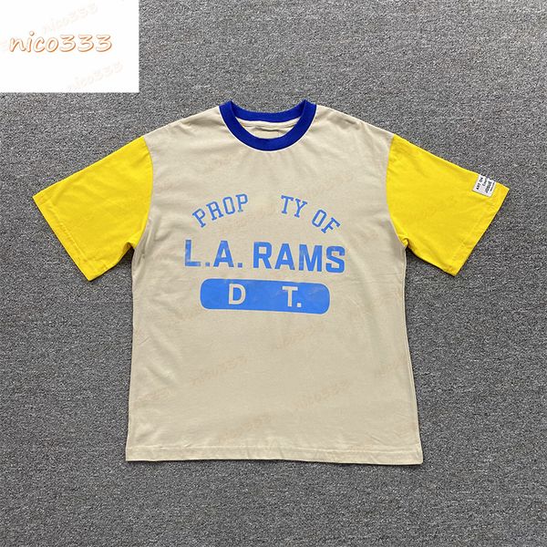 

23ss new ga depts color collision splicing letters cotton round neck loose versatile men and women casual trend short sleeve, White;black