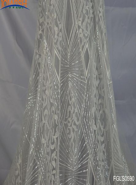 

lastest 3yards geometric sequin fabric embroidered tulle ivory lace fabric for wedding dress craft sewing lace fabric9525242, Black;white