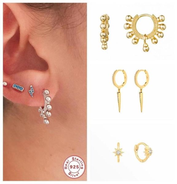 

fine jewelry 925 sterling silver sparkling cz gothic piercing pendientes huggies hoop earring for lovers039 couples woman earri7643954, Golden;silver