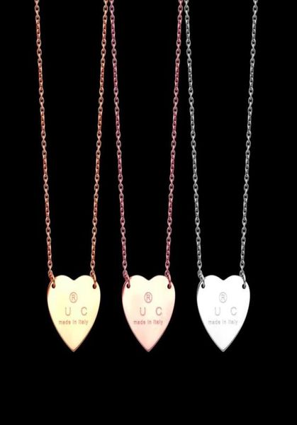

designer mens women love pendant necklaces 316l titanium heart steel engraved letter necklace 18k plated gold jewelry 3 color6771136, Silver