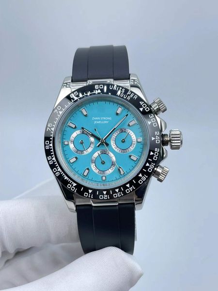 

fashion classic designer mens watches 40mm automatic mechanical black rubber strap stainless steel men wristwatches blue face sports waterpr, Slivery;brown