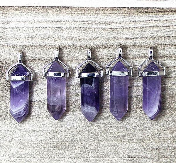 

whole polished natural amethyst point pendant healing crystal quartz druzy pendant with silver plated bailpoint amethyst sto9327524, Bronze;silver