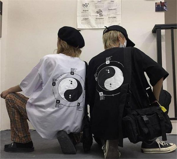 

januarysnow korean harajuku bf printed t shirt men women summer ins hip hop loose oversize tee shirts men casual tshirt streetwear9058344, White;black