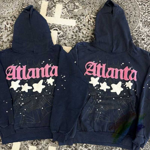 

04ti men's hoodies sweatshirts good quality blue sp5der 555555 atlanta fashion pullover men young thug spider web star letter women y2k, Black