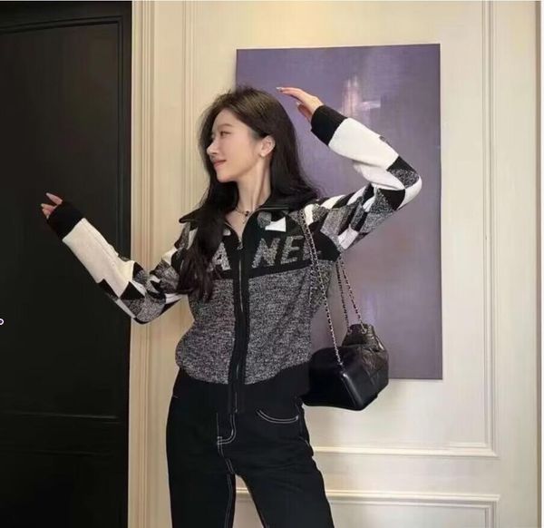 

2023ch002 advanced version women's sweaters france trendy knitwear clothing letter fashion zipper cardigan black hoodie luxury brands k, White;black