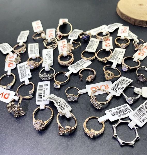 

gold and silver plated steel band rings rhinestones women men micro insert mix different models tail ring jewelry7552079