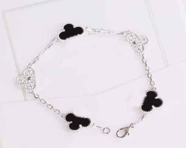 

v gold material luxurious quality five bracelet with diamond and black agate no change and no fade for women wedding jewelry gift 8877141, Golden;silver