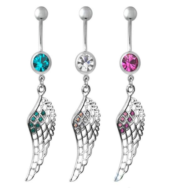 

d0502 wing mix colors belly navel button ring012345675559539, Silver