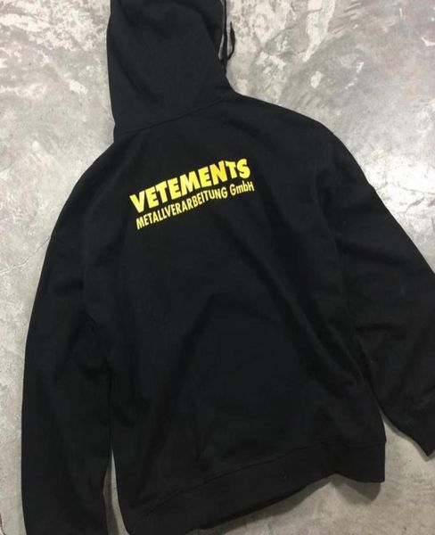 

19aw vetements hoodies yellow letter print women men hip hop loose casual vetements sweatshirts embroidery pullover sh1908236504608, Black