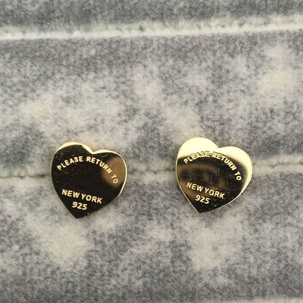 

luxury brand women designer studs 3 colors classic style titanium steel fashion couple earrings logo printed wholesale, Golden;silver