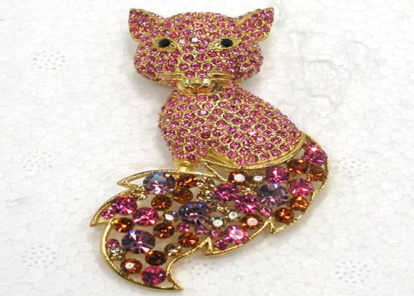 

whole fashion brooch rhinestone big fox pin brooches c1020324019034, Gray