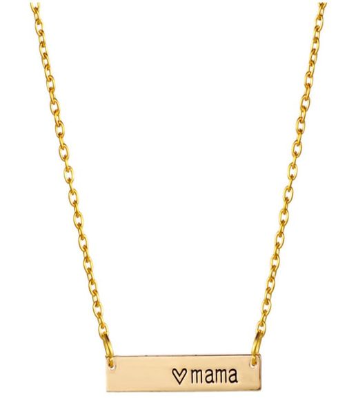 

heart mama tiny bar necklace mom gift mother039s day birthday gift family jewelry 2017 new1715517, Silver