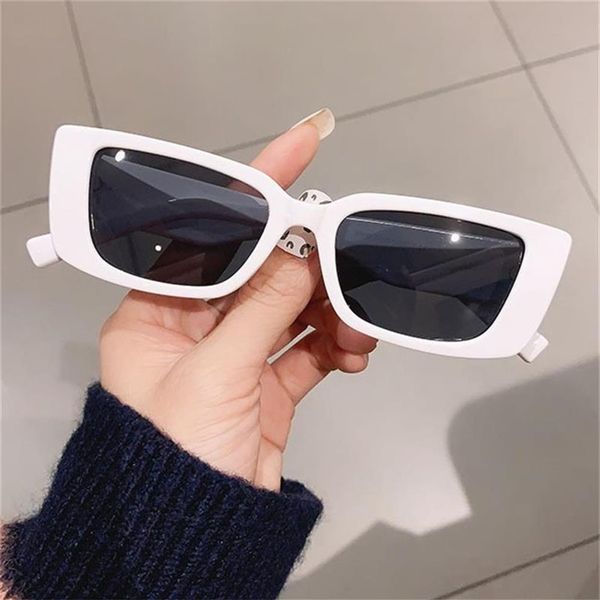 

retro white rectangular sunglasses women 2021 trendy brand designer shades small frame sun glasses female oculos uv400236i, White;black