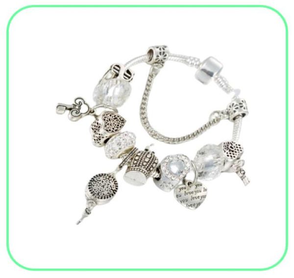 

strands bracelet charm white crystal beads diy heart pendant jewelry whole7970569, Black