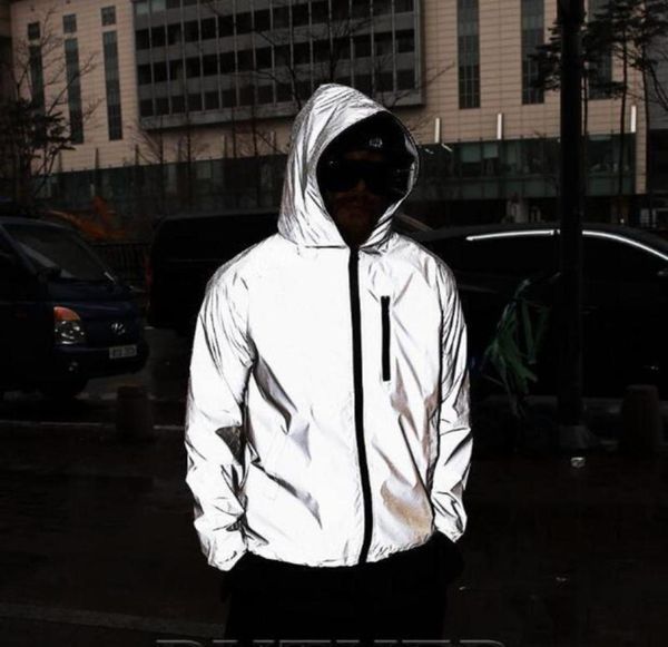 

mens and womens jacket reflective jacket night glowing men and women bomber jacket windbreaker hooded streetwear y2001012381278, Black;brown