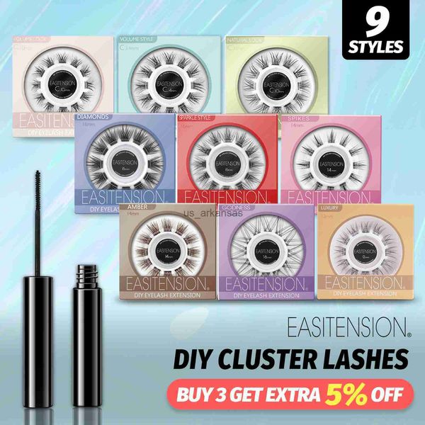 

false eyelashes easitension 9 styles cluster eyelash extension black lash glue adhesive female makeup faux mink volume natural soft segmente