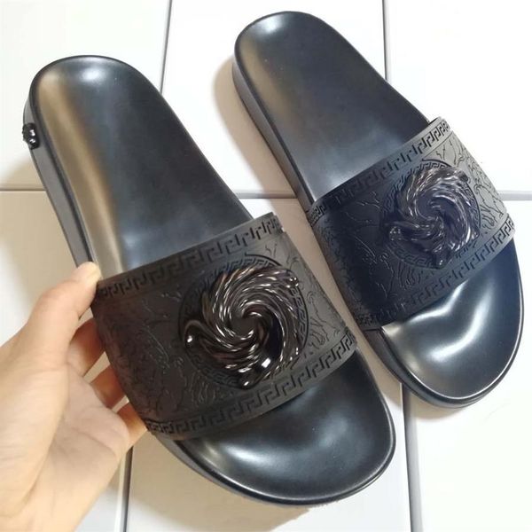 

slipper slide luxury designer sandal lady slides platform wedge rainbows summer slippers for women men ladies brands dearfoam rubb296m, Black