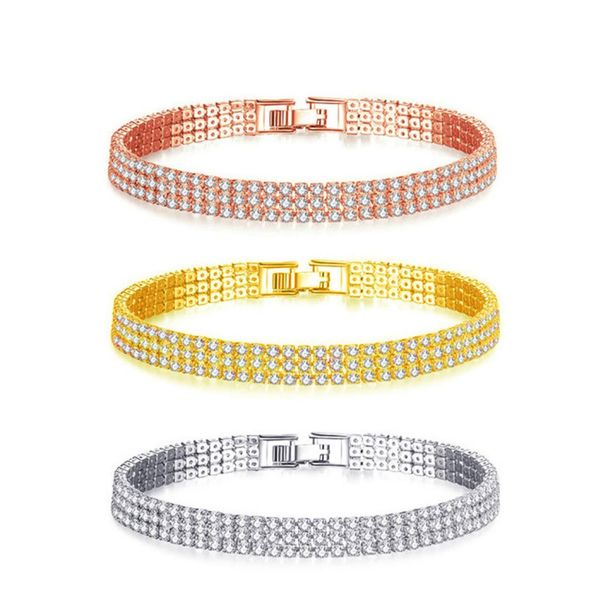 

rhinestone crystal cz gold silver color bracelet bangle for women girl gift jewelry9481657, Golden;silver