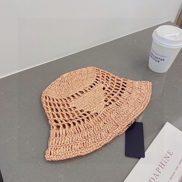 

bucket hat cap for men woman 6 colors straw hollow woven hat  letter embroidery outdoor fashion cap, Blue;gray