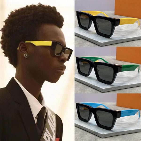 

mens pop sunglasses z1556e square black blue thick plate bevel design women designer glasses z1555w fashion trend wild uv400 eye p220f, White;black