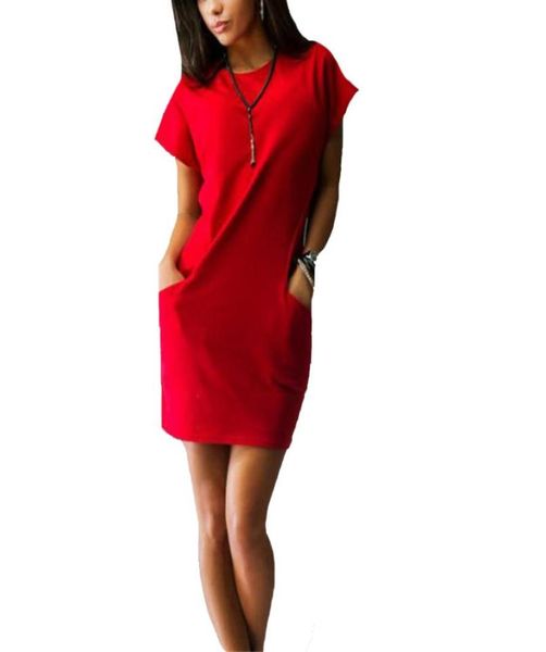 

2018 summer women dresses oneck plus size casual dress short sleeve pockets mini shirt dress new fashion vestido5777564, Black;gray