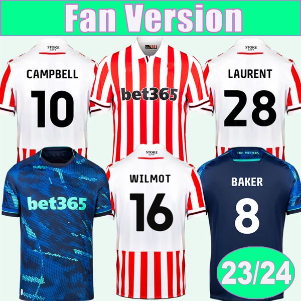 

23 24 stoke city vidigal mens soccer jerseys campbell wilmot hoever home laurent football shirt short sleeve uniforms, Black;yellow
