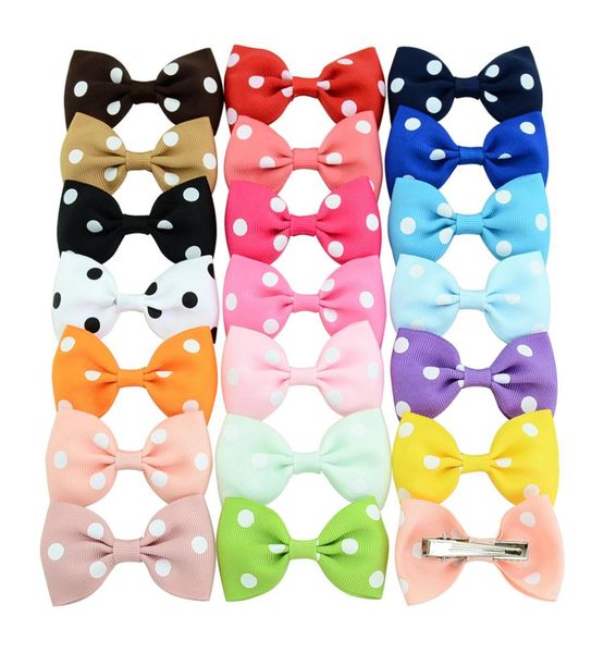

colors baby barrettes hair clips bow girls boutique hair accessories polka dot grosgrain ribbon bowknot clip for toddler hairpi2772859, Slivery;white
