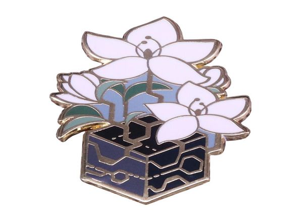 

flourish flower beautiful floral pin badge brooch0123453144061, Gray