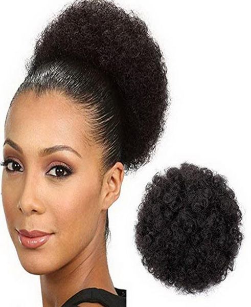 

afro wig buns kinkys curly hair ponytail short black brown wig puff drawstring ponytail clip hair dress5764520