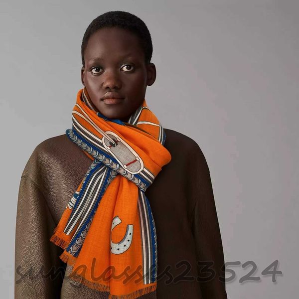 

"illustration catalogue long scarf" orange series patterned cashmere long scarf, designer scarf, autumn and winter fashion item lu, Blue;gray
