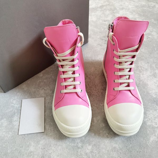 

real pink genuine leatherlace designer ramones high sneakers boots luxurious quality trainer tpu denim rock booties, Black