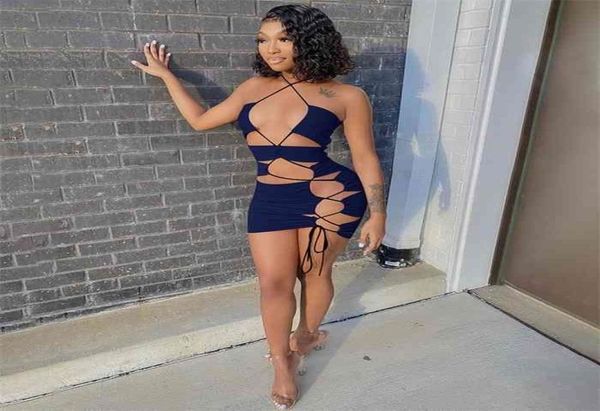 

haoyuan bandage hollow mini dress backless summer dresses for women party beach wear y2k clothes rave birthday club outfits3556505, Black;gray