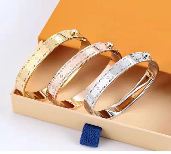 

2022 new fashion crystal bangle brand classic designer bracelet for women stainless steel plating 18k gold fashion sn6204678, Black