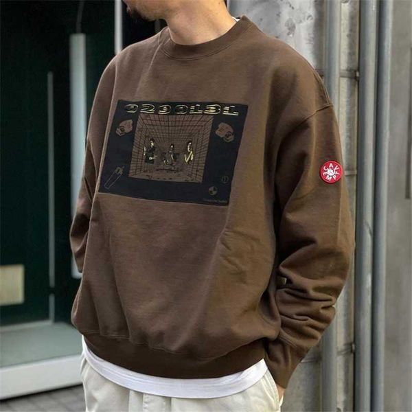 

new batik patchwork brown embroidery cavempt c.e fashion sweatshirts men washed cav empt crew neck hoodies, Black