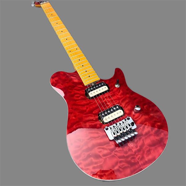 

1991 eddie van halen wolf ernie axis red flame maple electric guitar maple neck, floyd rose tremolo bridge, locking nut, chrome hardware