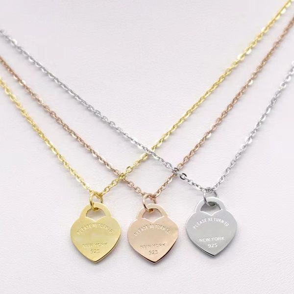 

t family silver necklace necklace heart shaped necklace jewelry pendant designer accessories designer women's gold rose titanium steel, Golden;silver