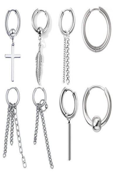 

evbea 8 pcs set kpop hoop stud earrings kreaa style mens ladies popular boys birthday gift16458217, Golden;silver