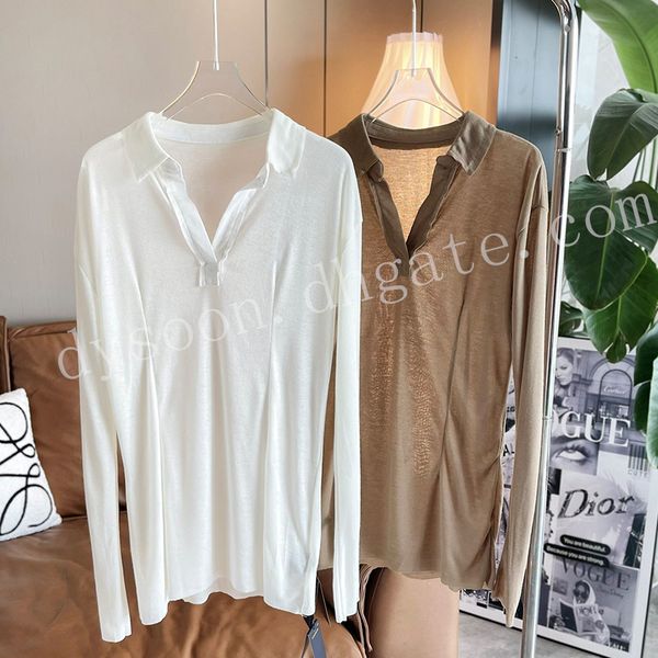 

women polo shirt slightly transparent undershirt bottom embroidery style size ml with dust bag, Black
