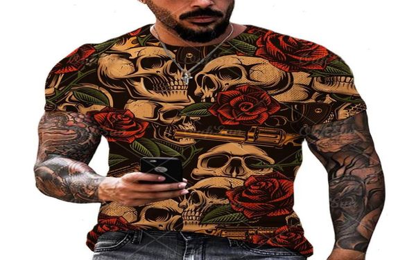 

fashion funny skulls 3d print mens tshirts summer round neck short sleeve oversized t shirts men clothing loose tees2162568, White;black